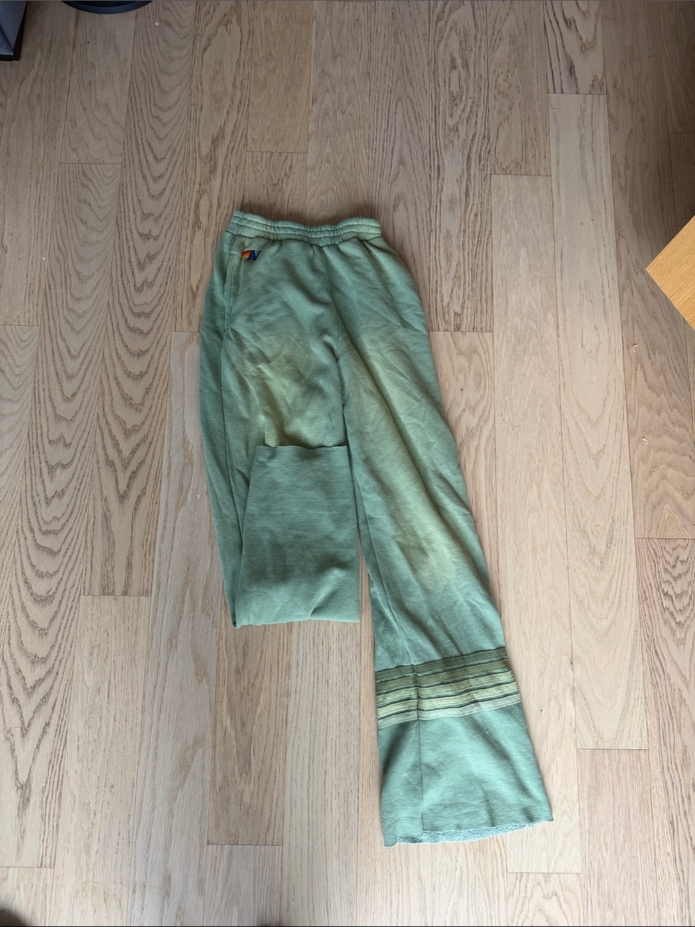 Aviator Nation Sage Green Track Joggers with Stripe Detail
